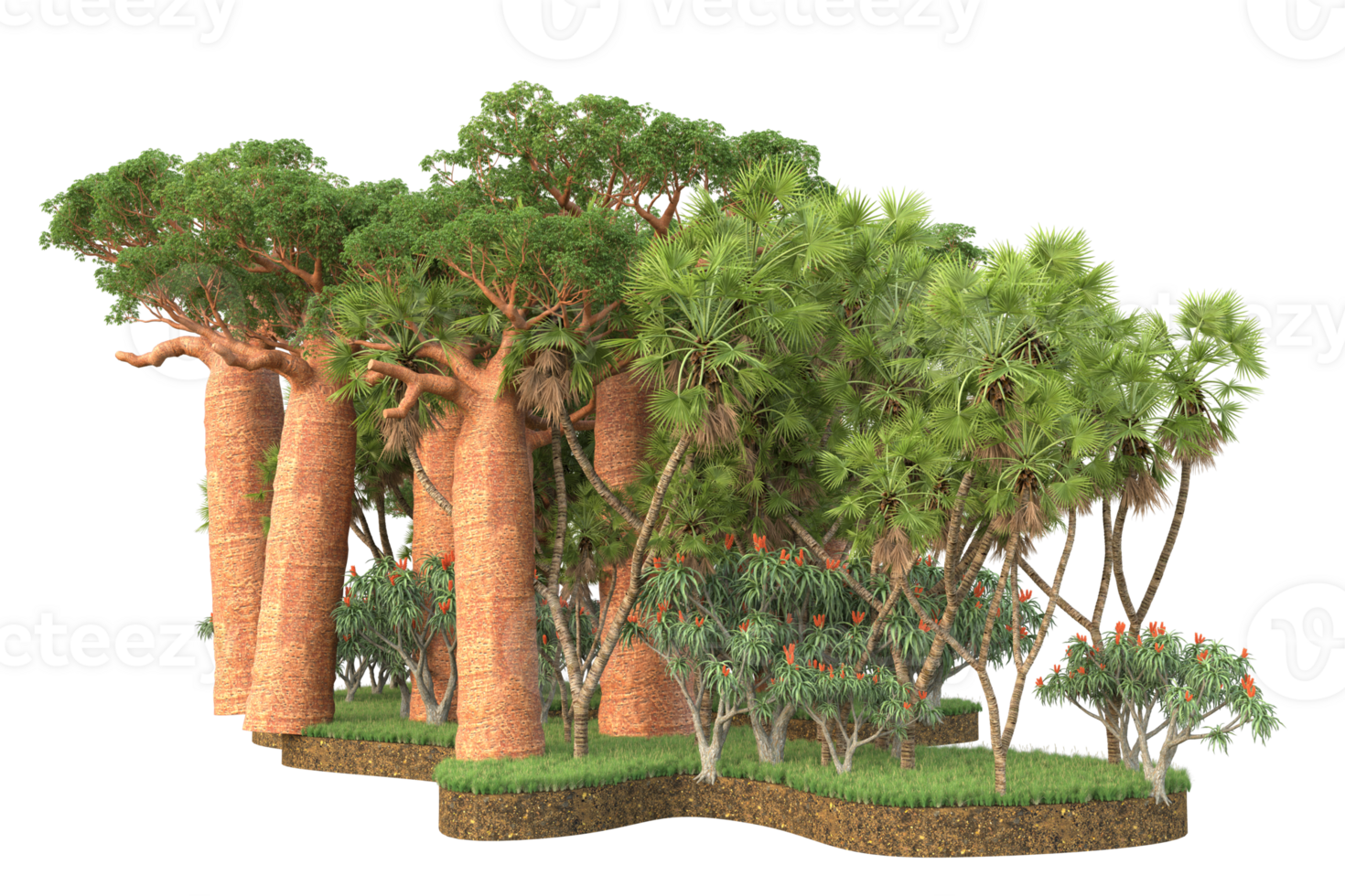 Realistic forest isolated on transparent background. 3d rendering - illustration png
