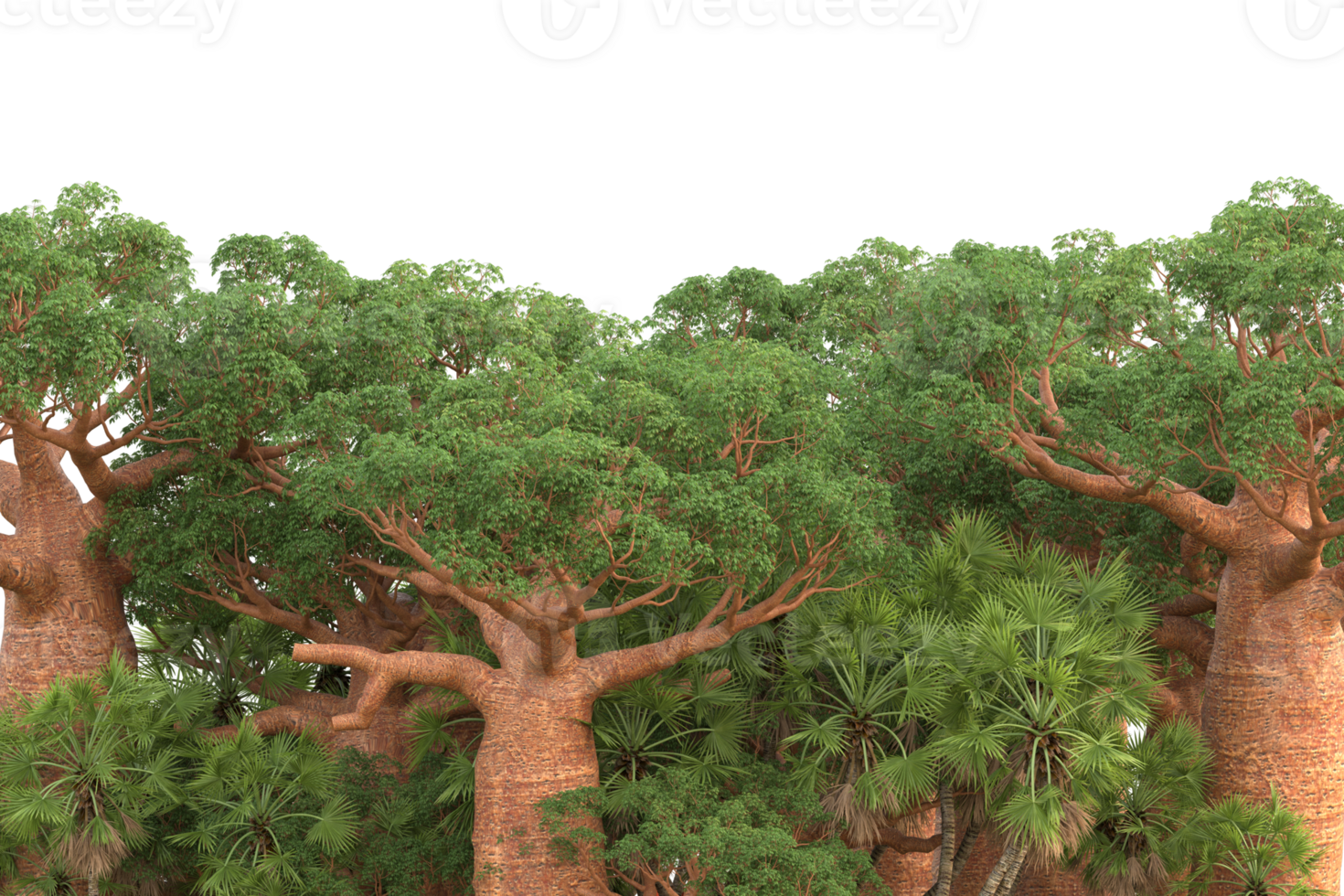 Realistic forest isolated on transparent background. 3d rendering - illustration png