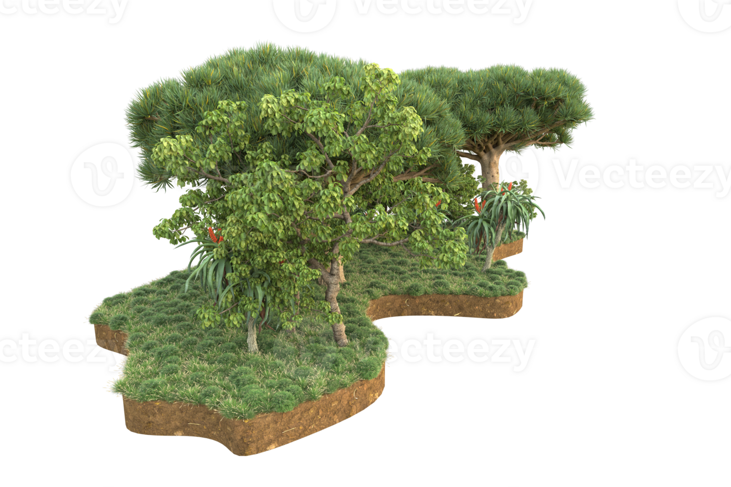 Realistic forest isolated on transparent background. 3d rendering - illustration png