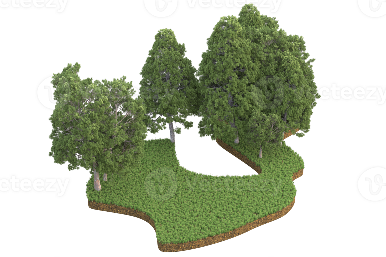 Realistic forest isolated on transparent background. 3d rendering - illustration png