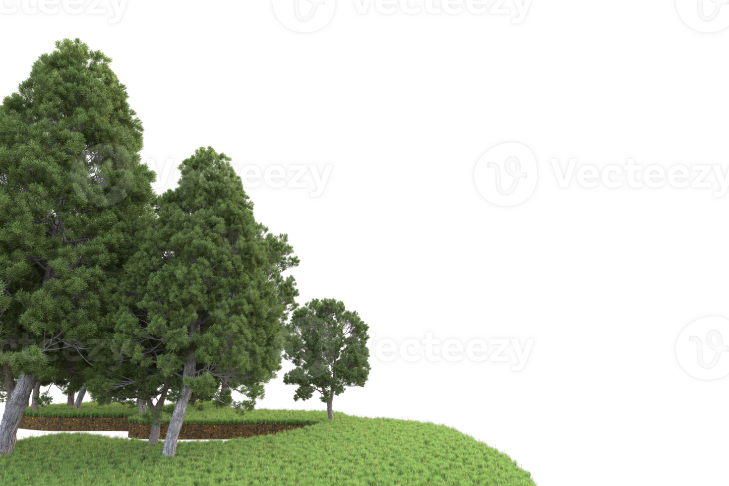 Realistic forest isolated on transparent background. 3d rendering - illustration png