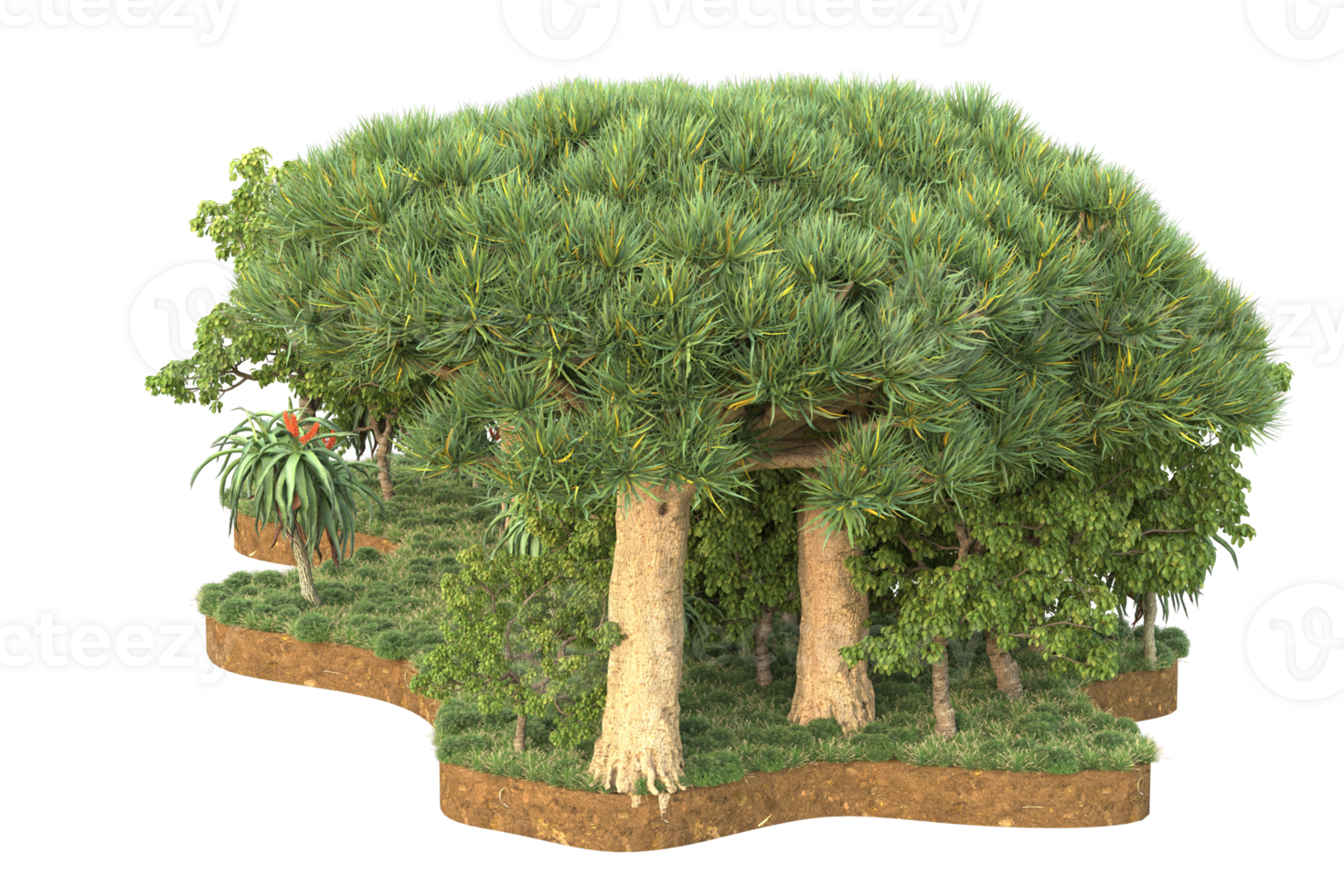 Realistic forest isolated on transparent background. 3d rendering - illustration png