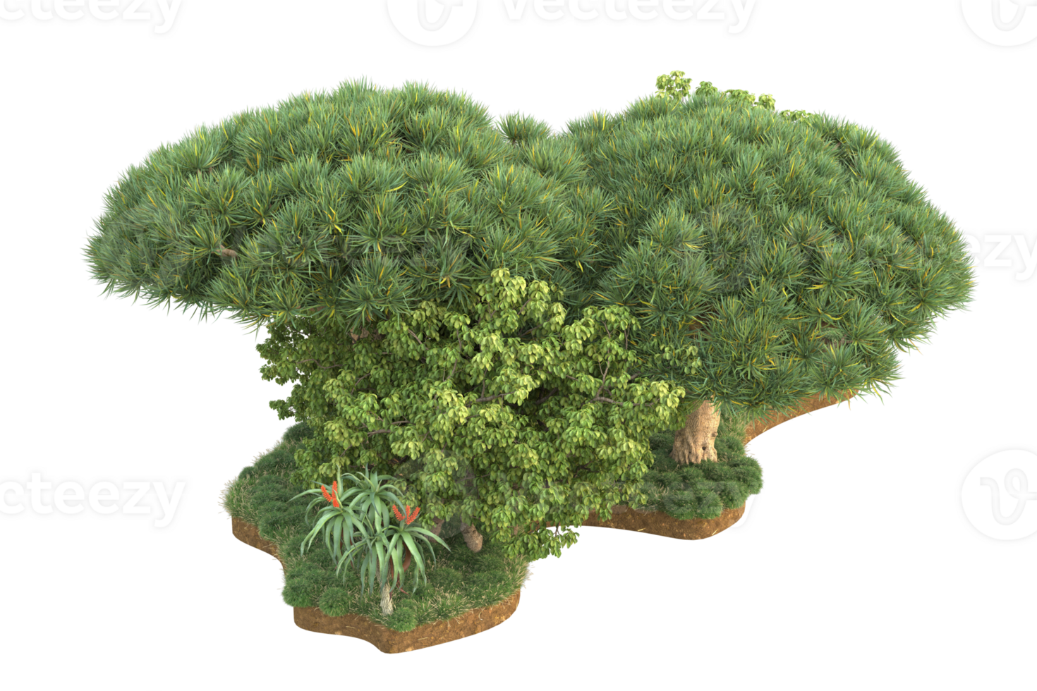 Realistic forest isolated on transparent background. 3d rendering - illustration png