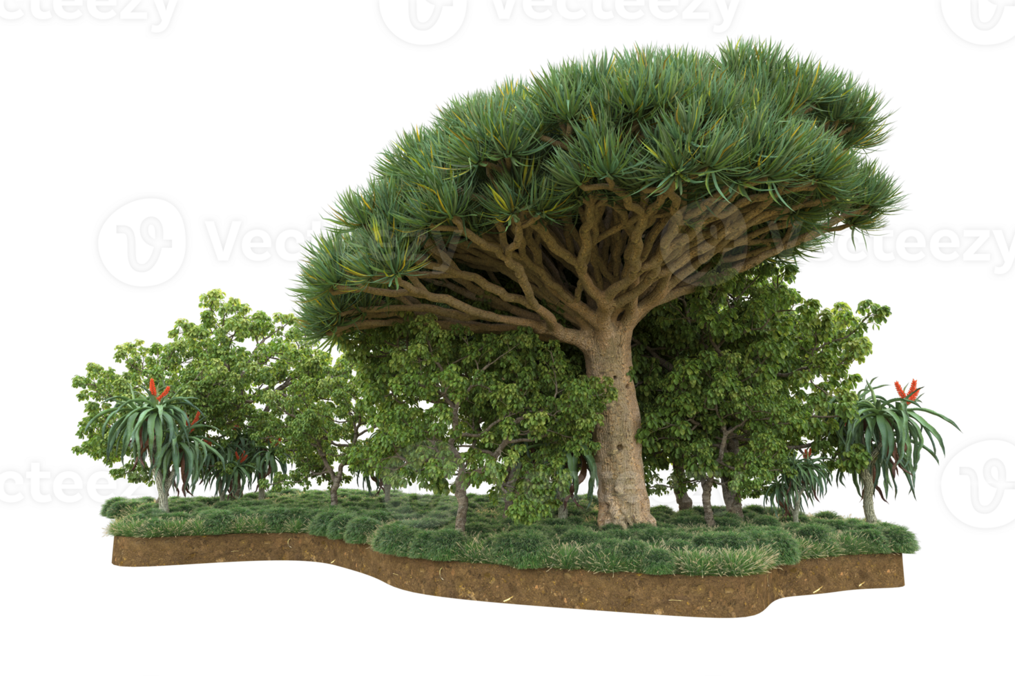 Realistic forest isolated on transparent background. 3d rendering - illustration png