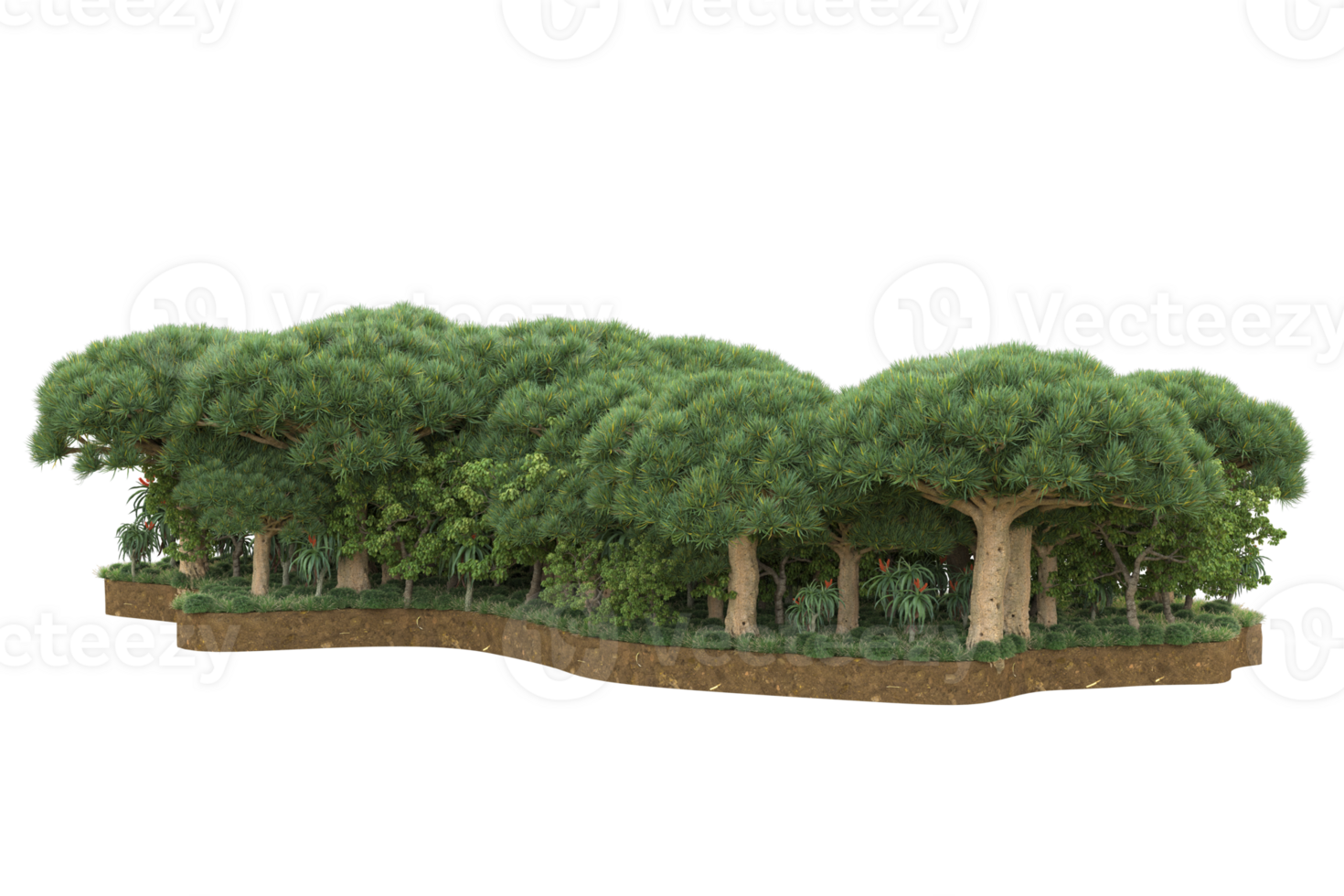 Realistic forest isolated on transparent background. 3d rendering - illustration png