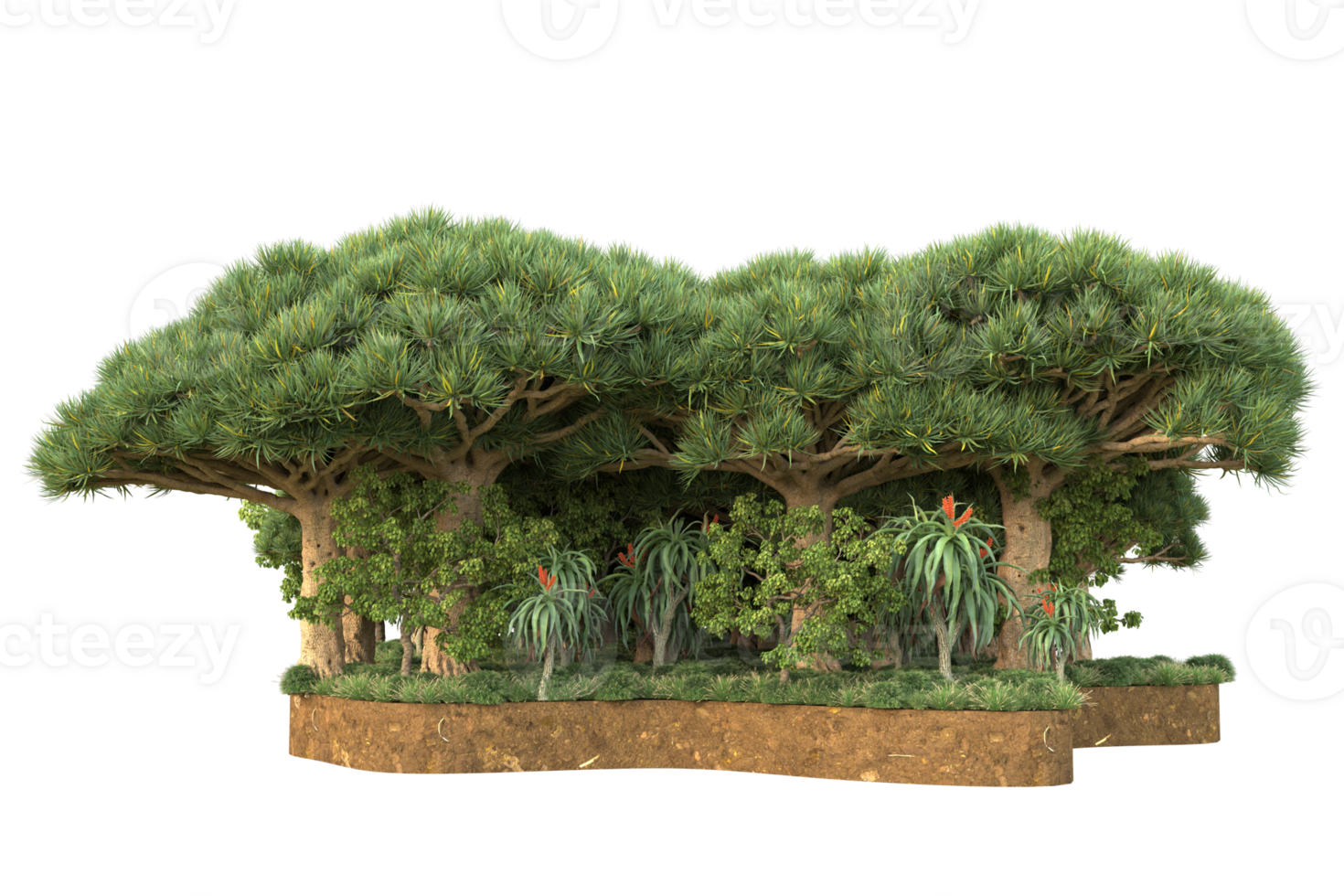 Realistic forest isolated on transparent background. 3d rendering - illustration png