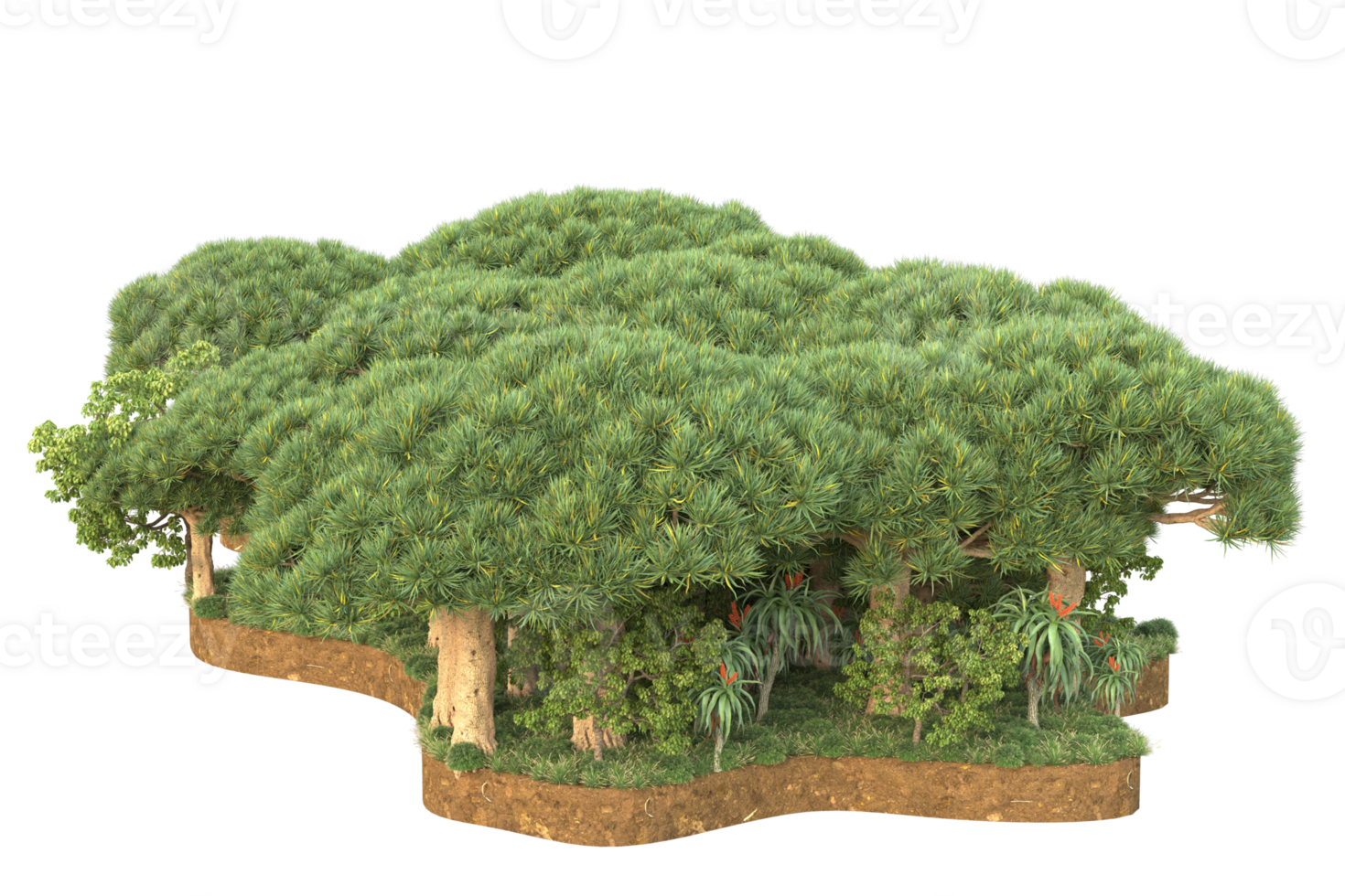 Realistic forest isolated on transparent background. 3d rendering - illustration png