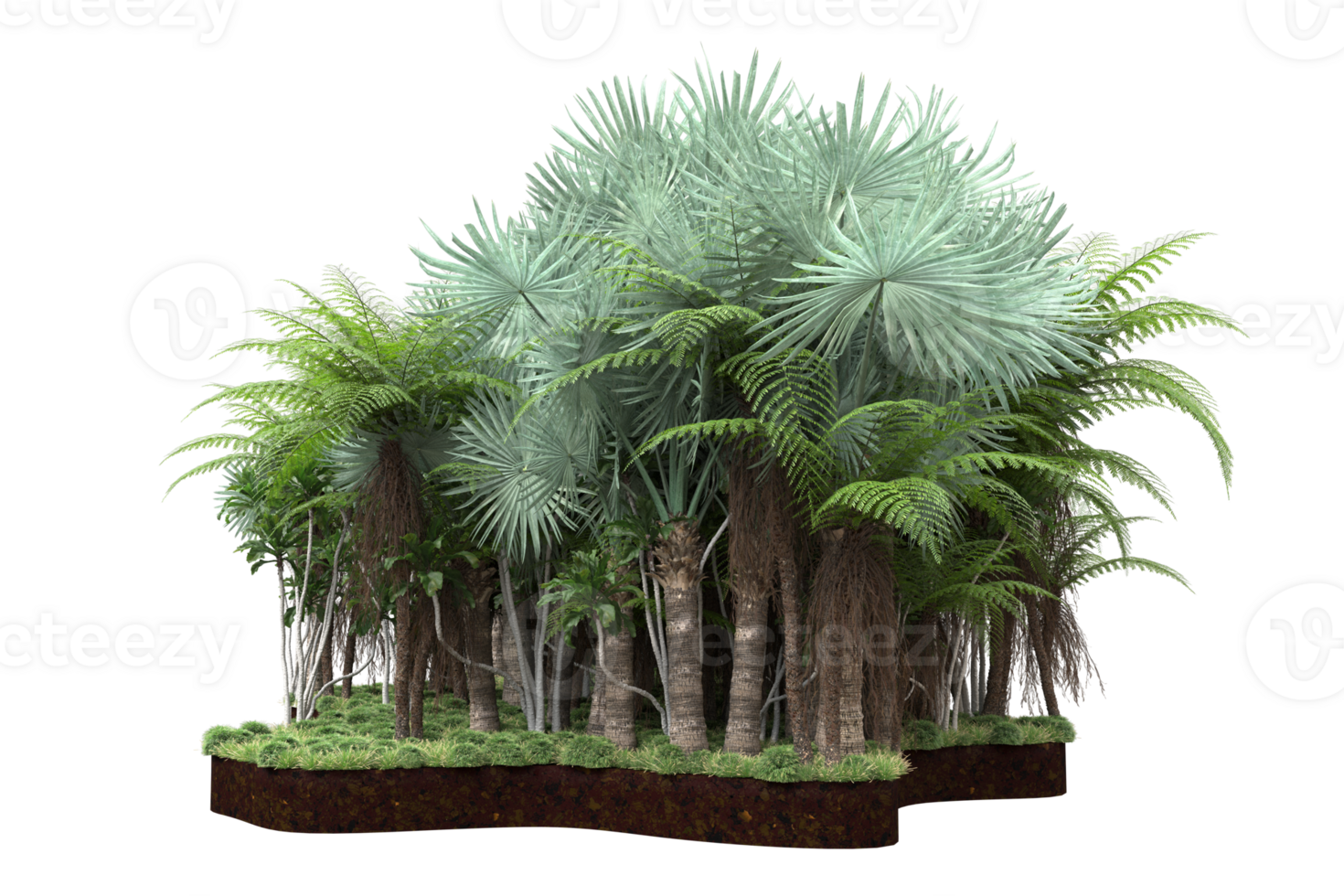 Realistic forest isolated on transparent background. 3d rendering - illustration png