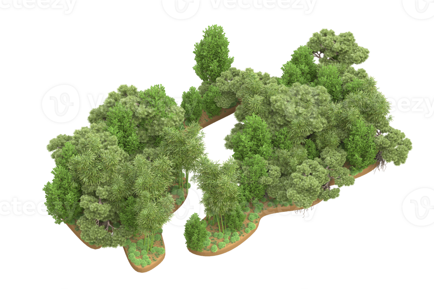 Realistic forest isolated on transparent background. 3d rendering - illustration png