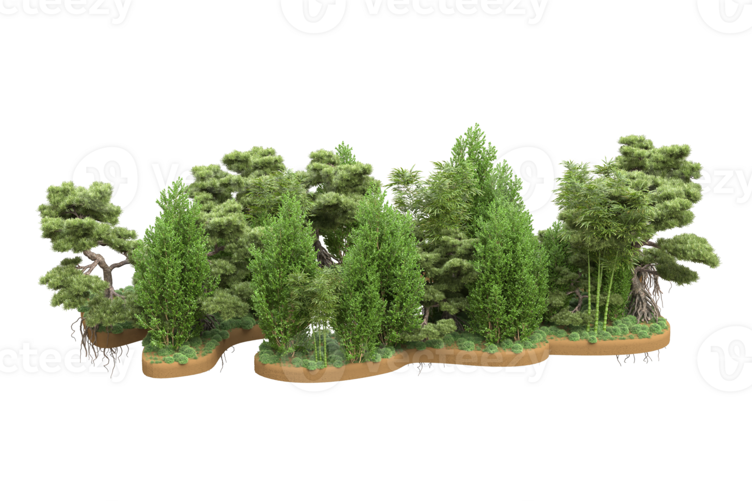 Realistic forest isolated on transparent background. 3d rendering - illustration png