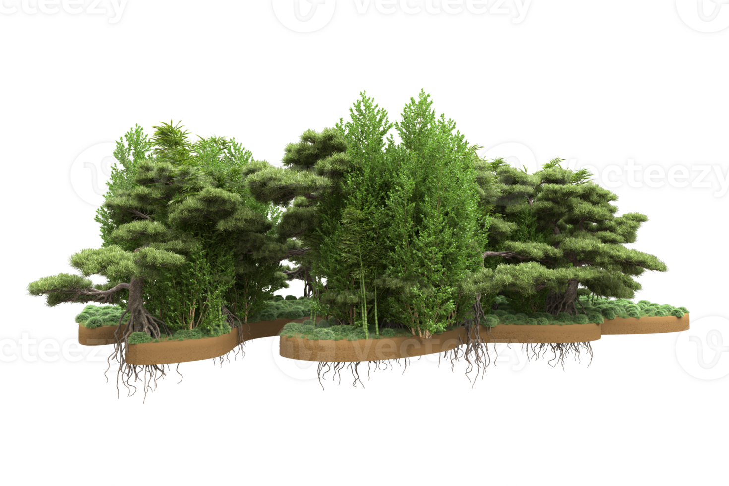 Realistic forest isolated on transparent background. 3d rendering - illustration png