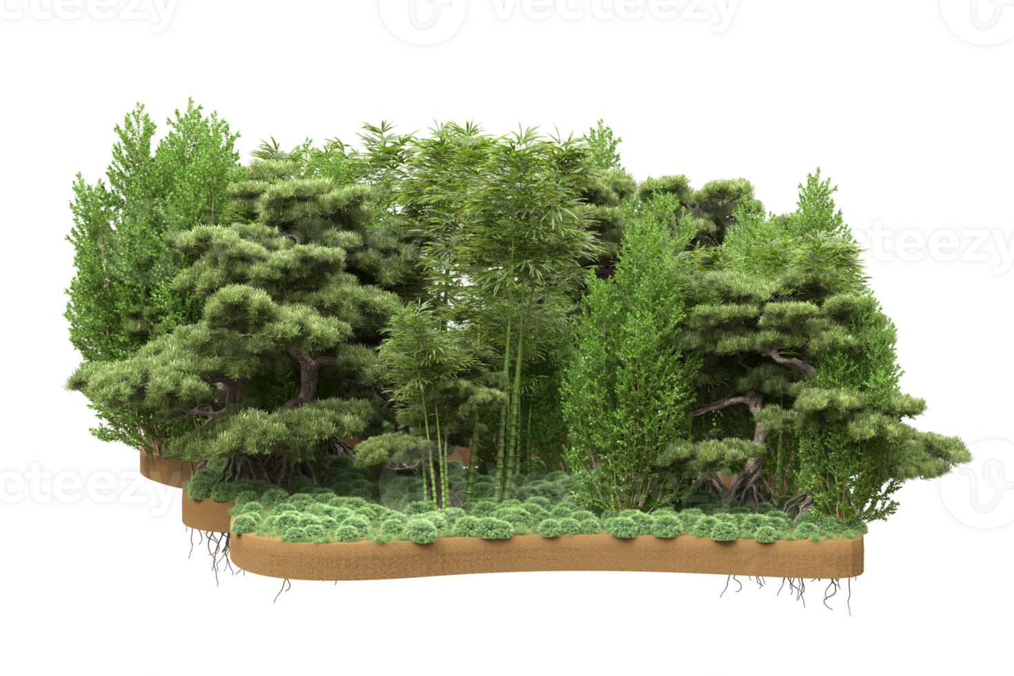 Realistic forest isolated on transparent background. 3d rendering - illustration png