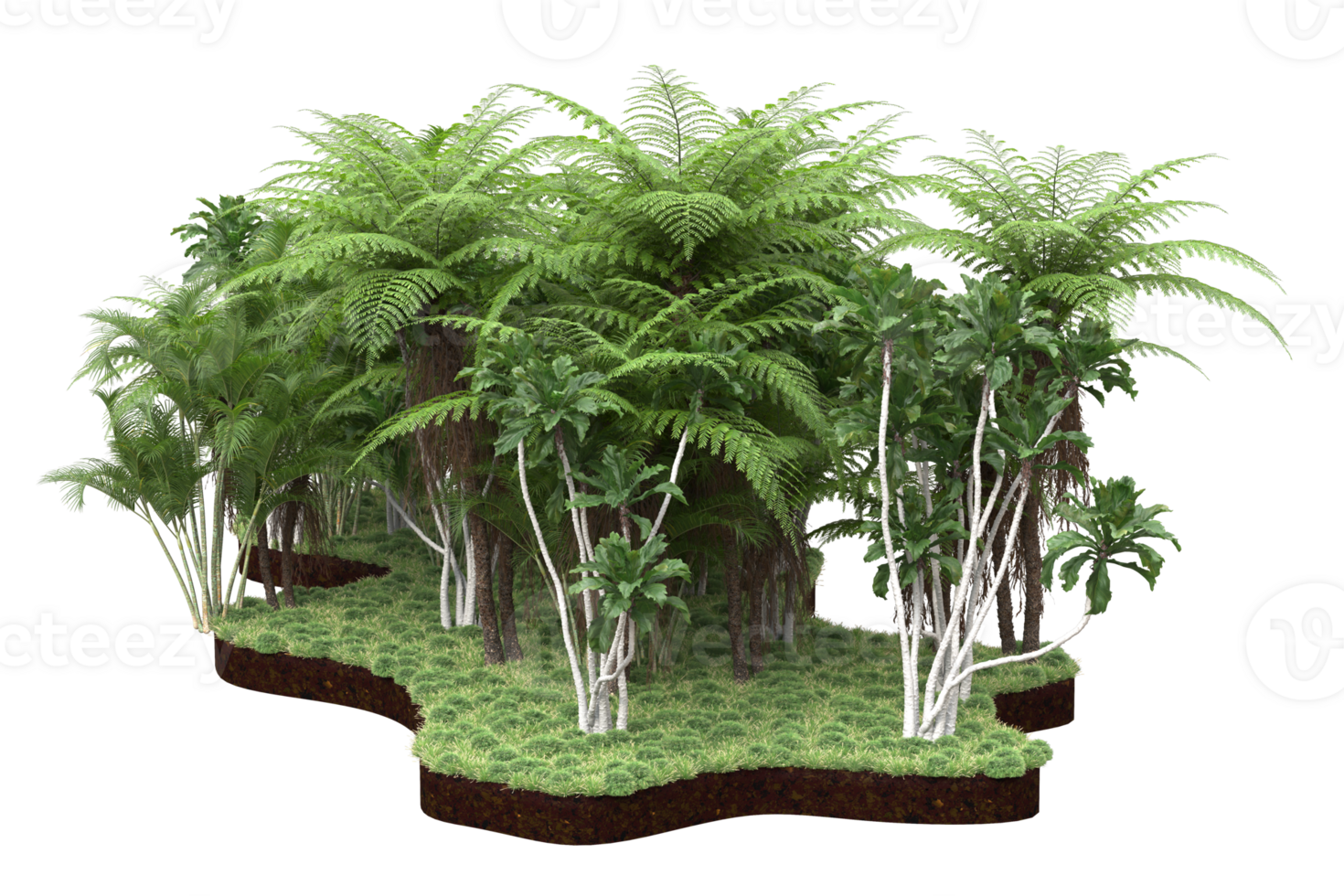 Realistic forest isolated on transparent background. 3d rendering - illustration png