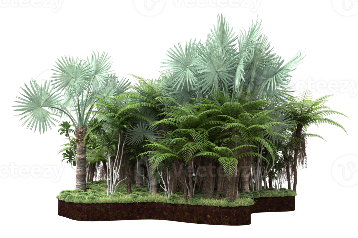 Realistic forest isolated on transparent background. 3d rendering - illustration png