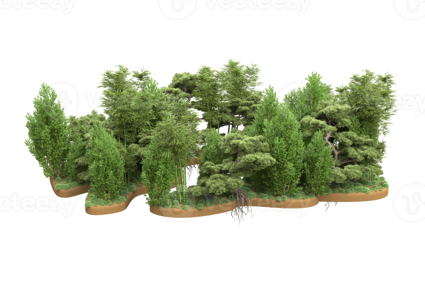 Realistic forest isolated on transparent background. 3d rendering - illustration png