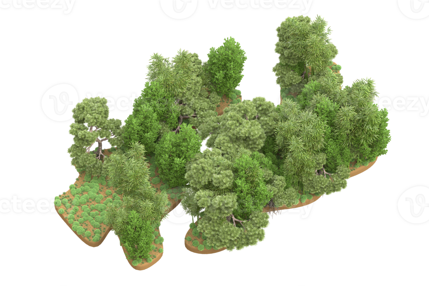 Realistic forest isolated on transparent background. 3d rendering - illustration png