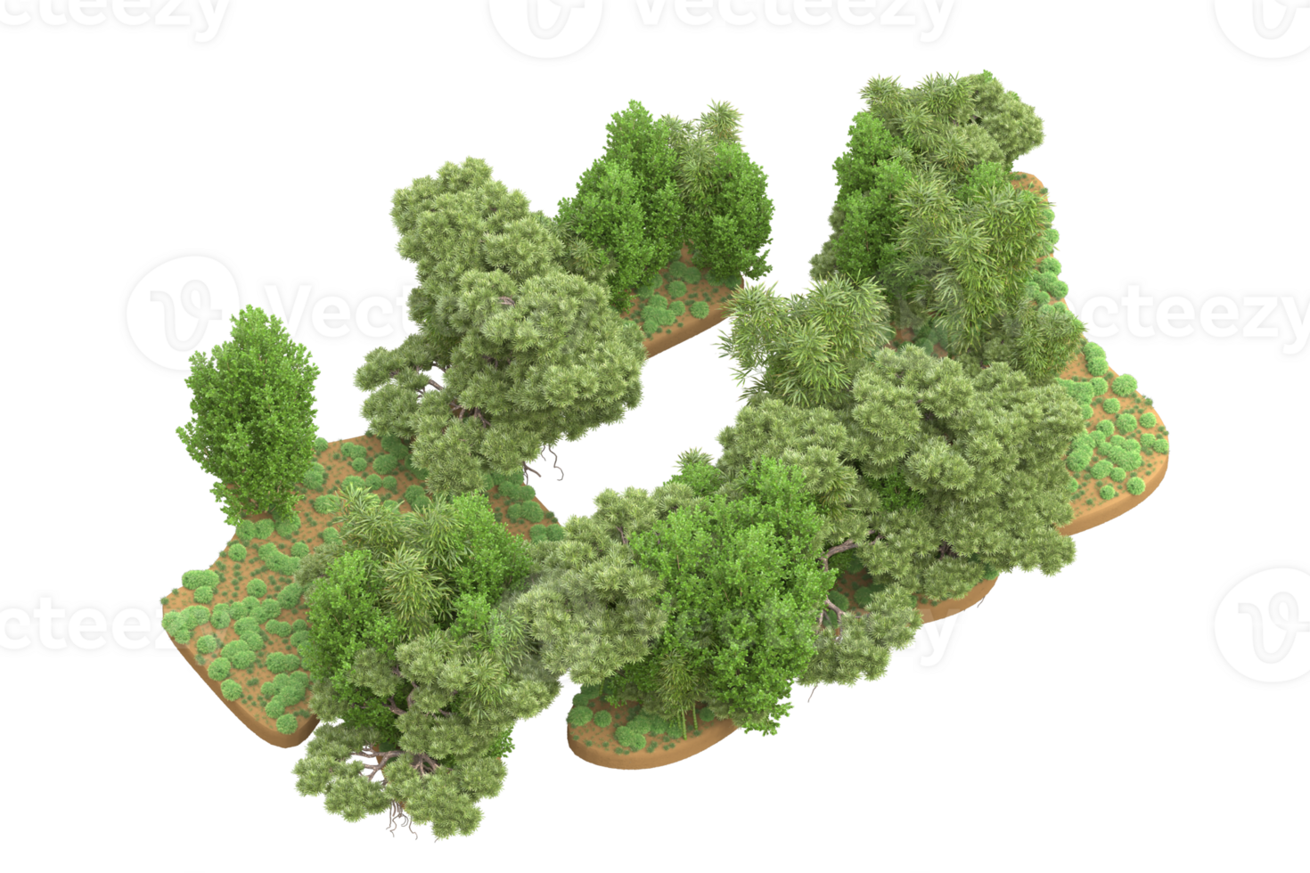 Realistic forest isolated on transparent background. 3d rendering - illustration png