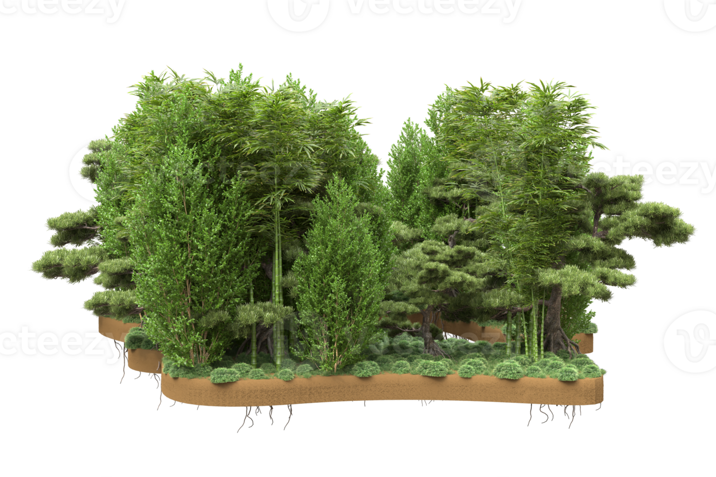 Realistic forest isolated on transparent background. 3d rendering - illustration png