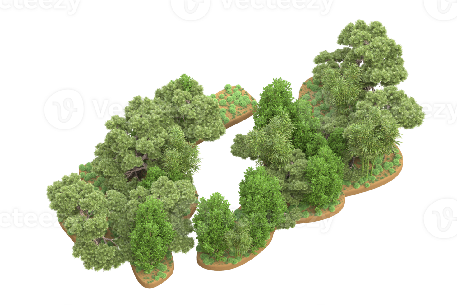 Realistic forest isolated on transparent background. 3d rendering - illustration png