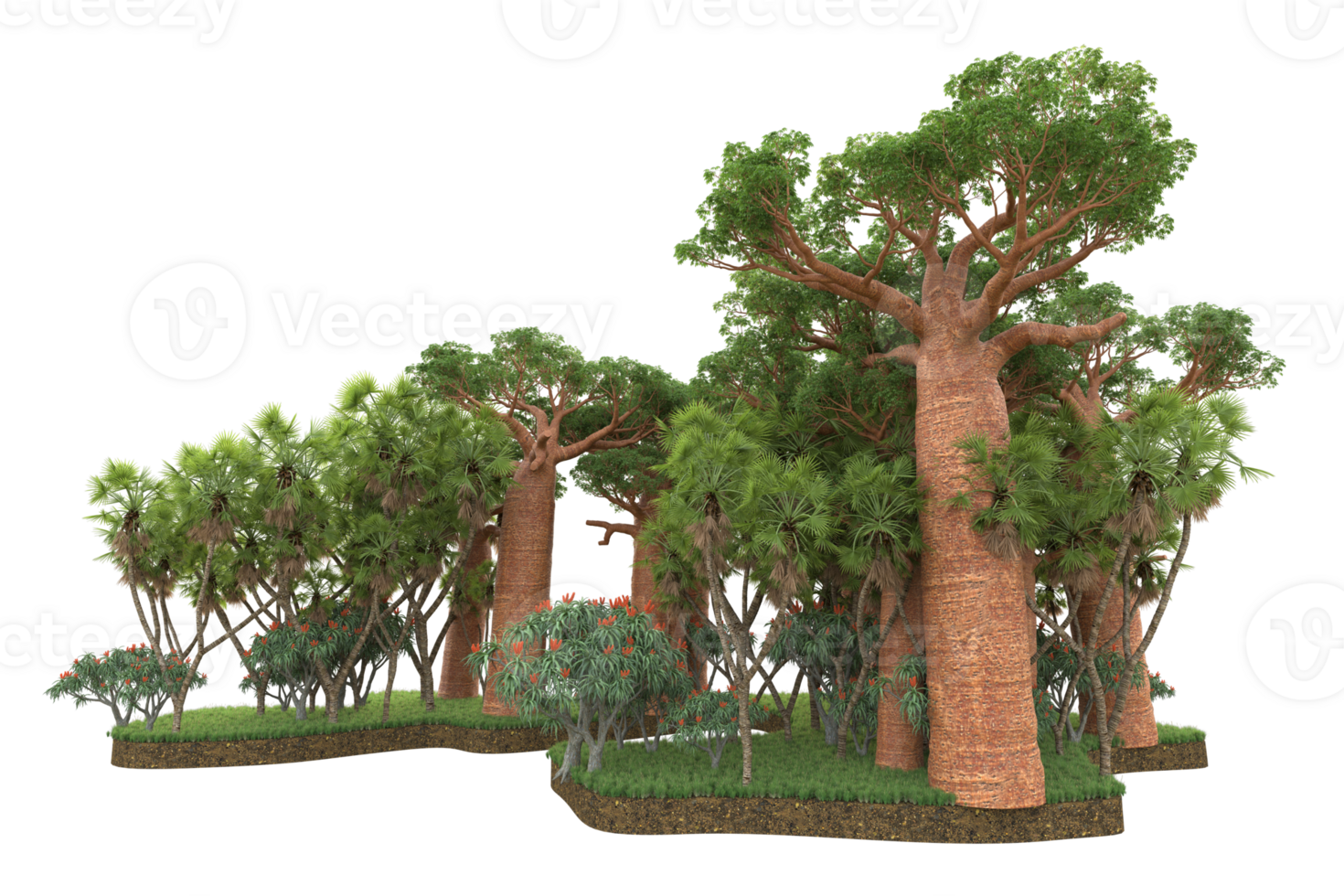 Realistic forest isolated on transparent background. 3d rendering - illustration png