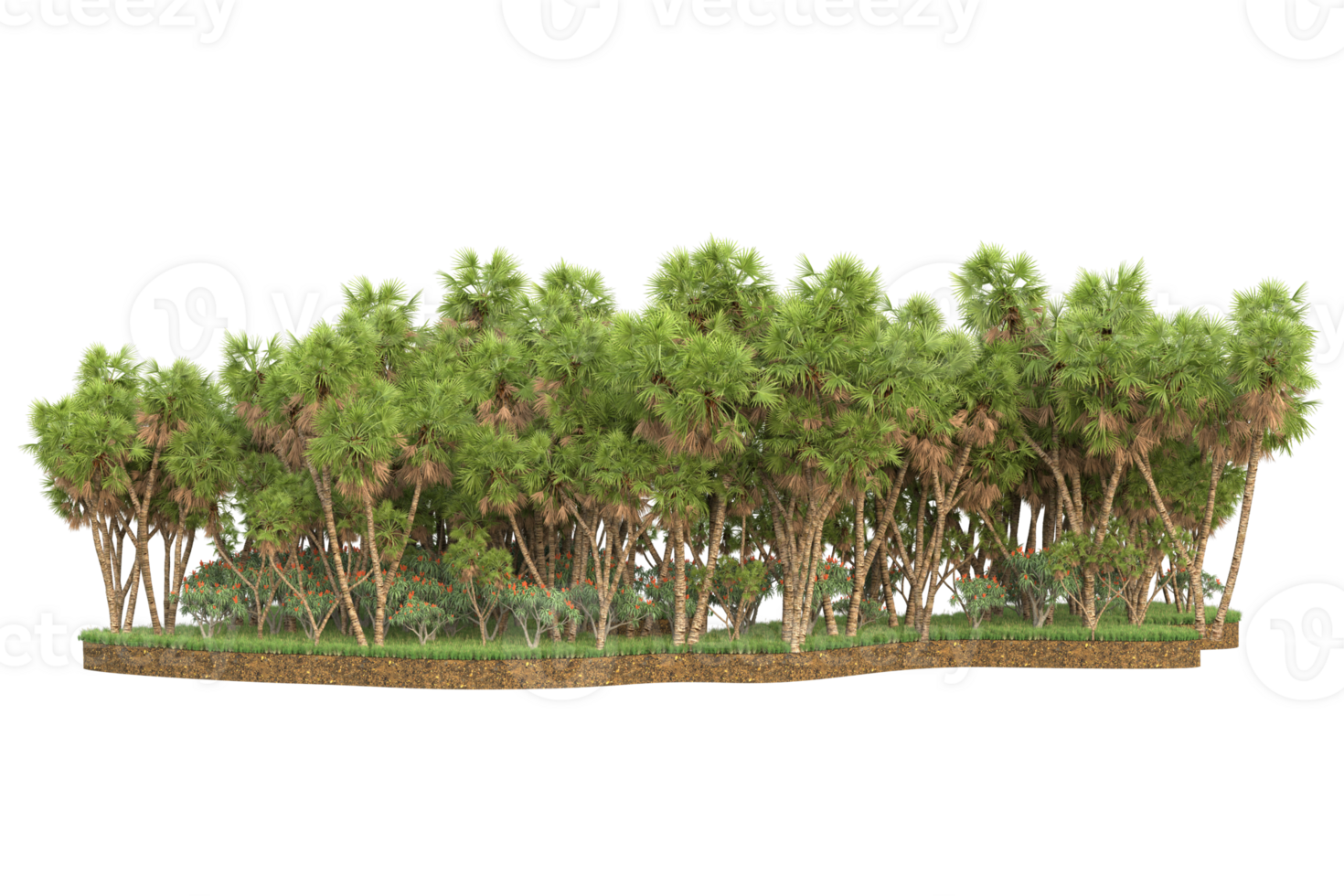 Realistic forest isolated on transparent background. 3d rendering - illustration png