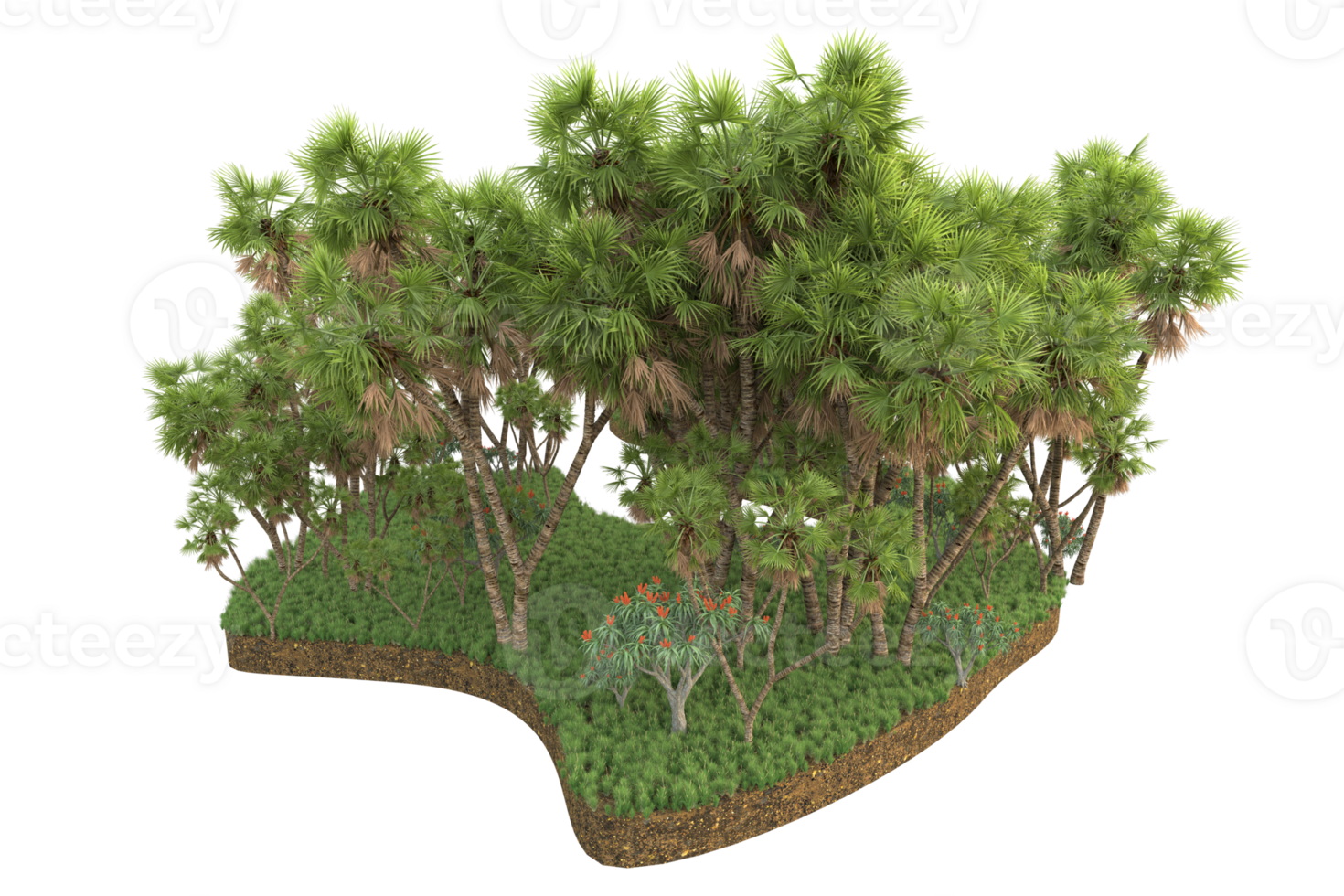 Realistic forest isolated on transparent background. 3d rendering - illustration png