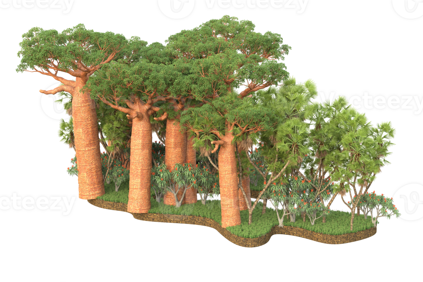 Realistic forest isolated on transparent background. 3d rendering - illustration png