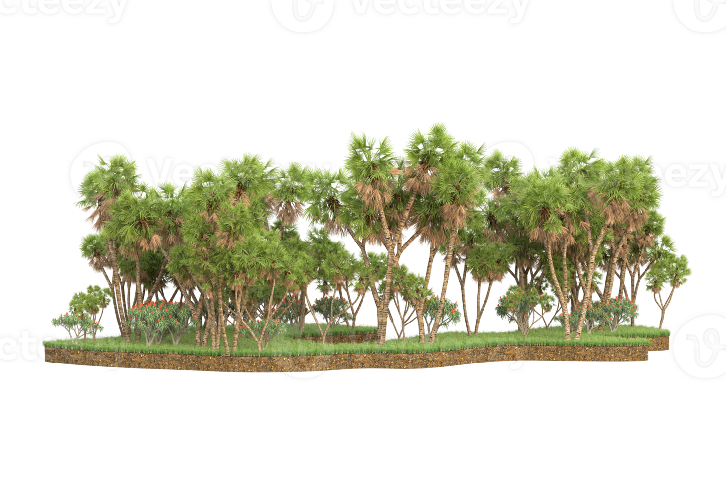 Realistic forest isolated on transparent background. 3d rendering - illustration png
