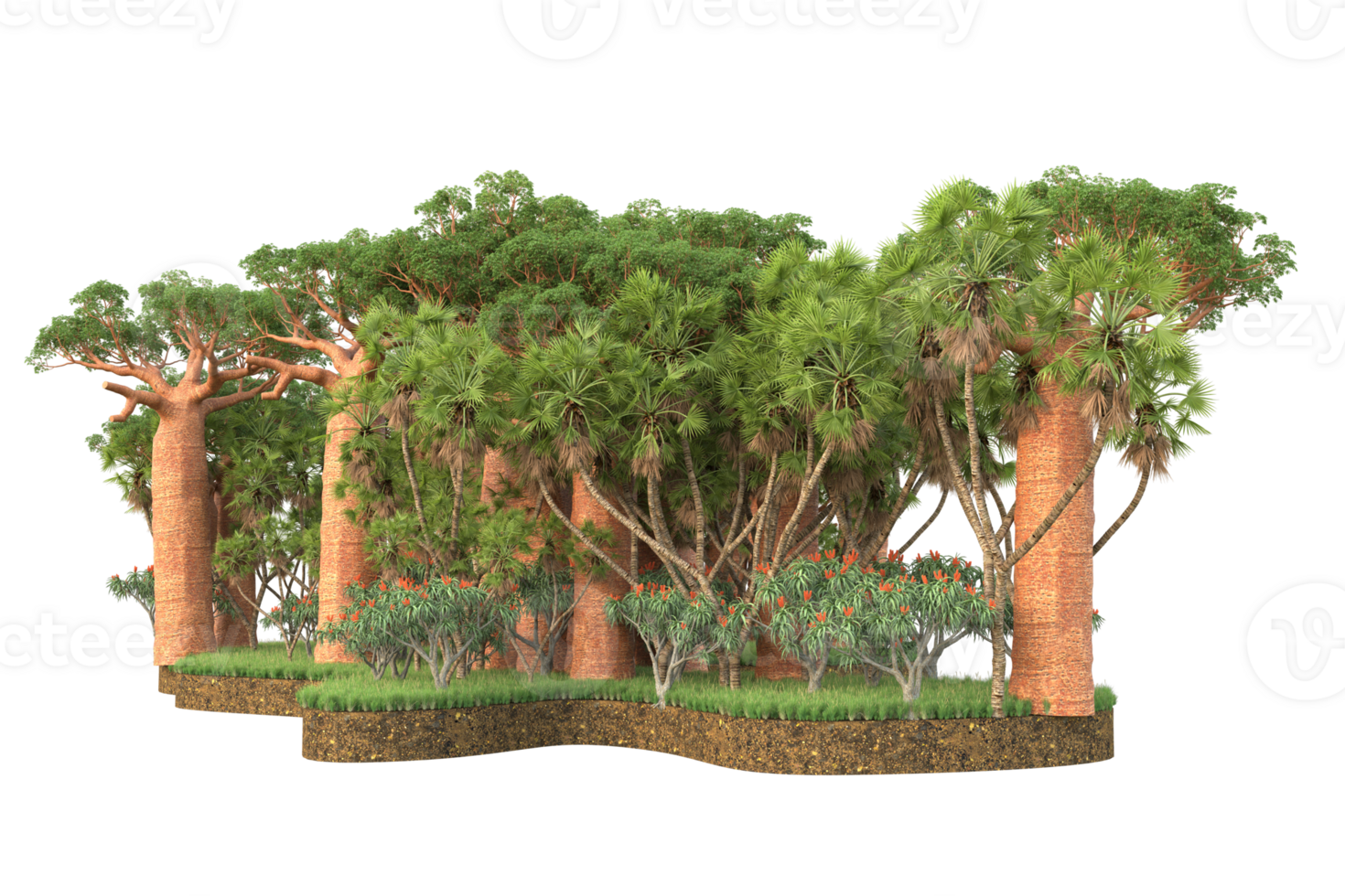 Realistic forest isolated on transparent background. 3d rendering - illustration png