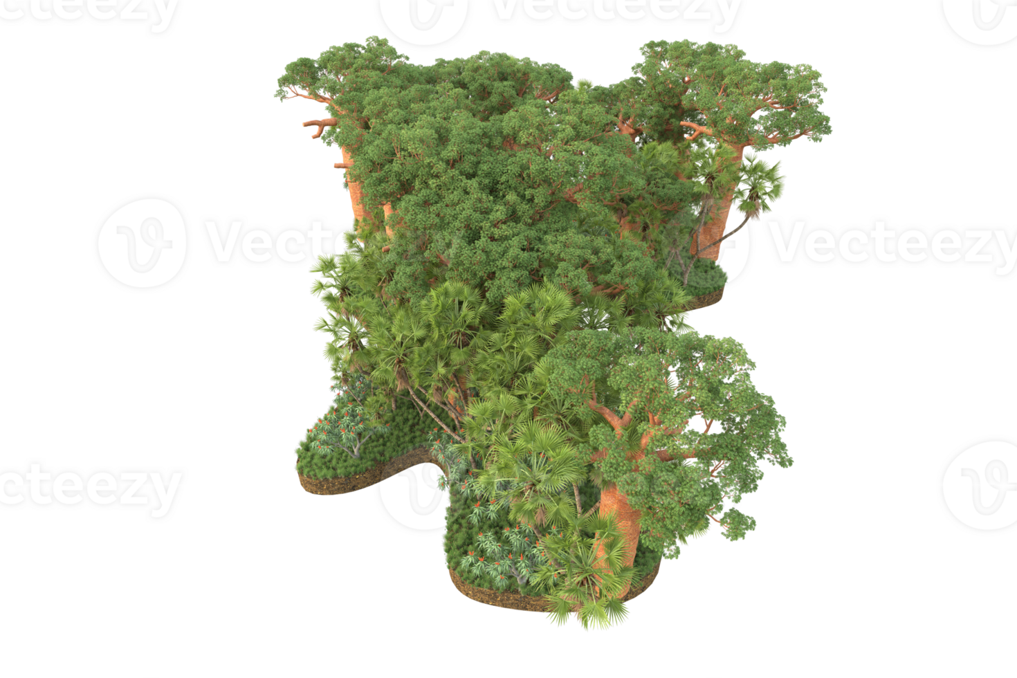 Realistic forest isolated on transparent background. 3d rendering - illustration png
