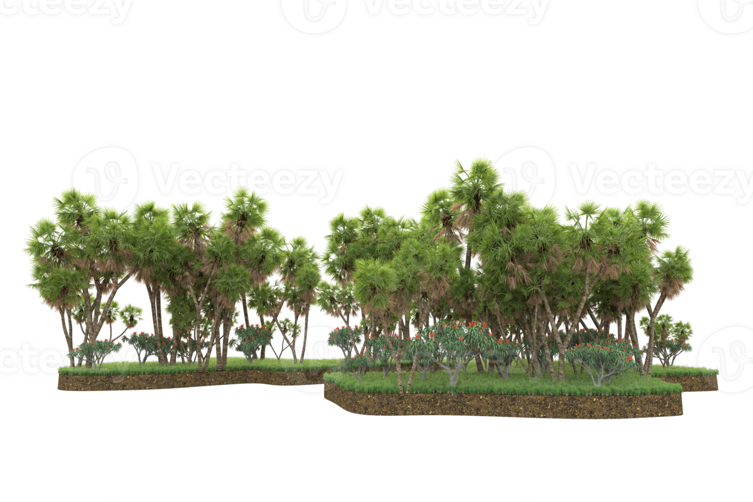 Realistic forest isolated on transparent background. 3d rendering - illustration png