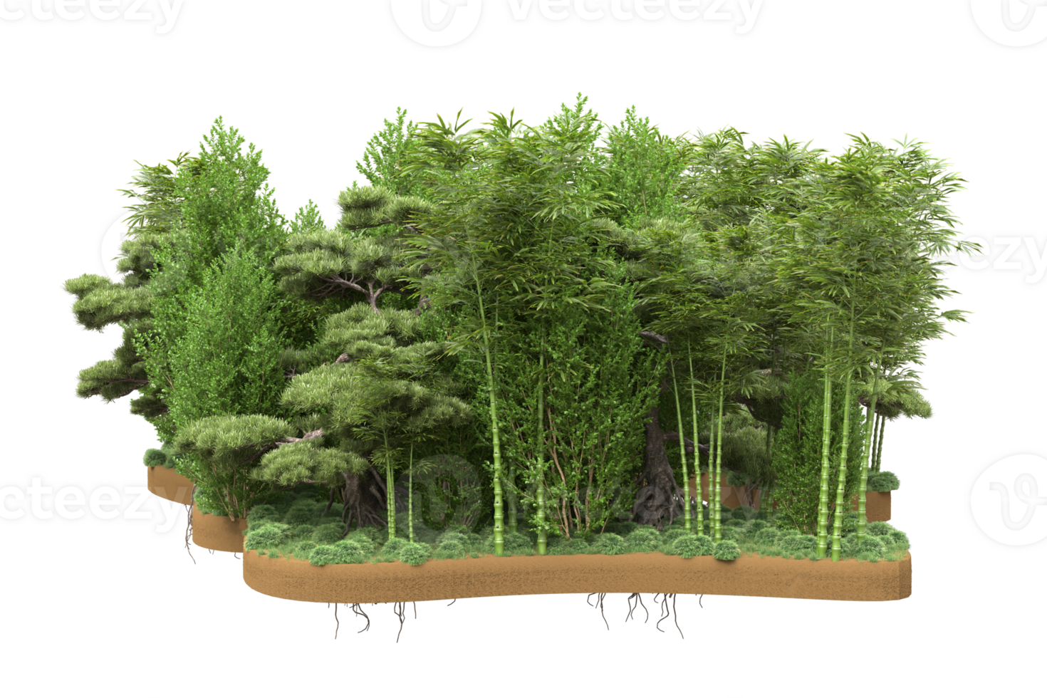 Realistic forest isolated on transparent background. 3d rendering - illustration png