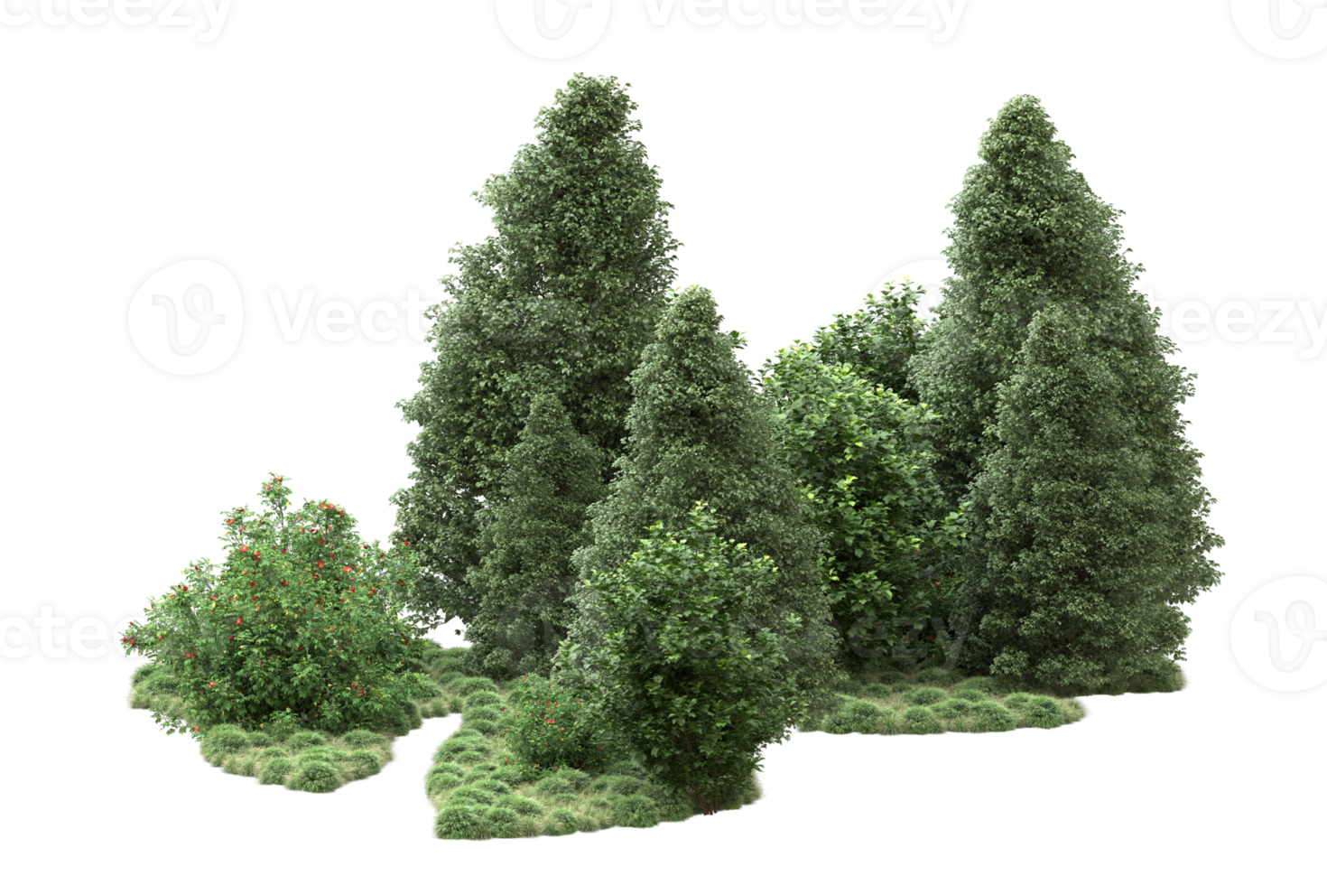 Realistic forest isolated on transparent background. 3d rendering - illustration png