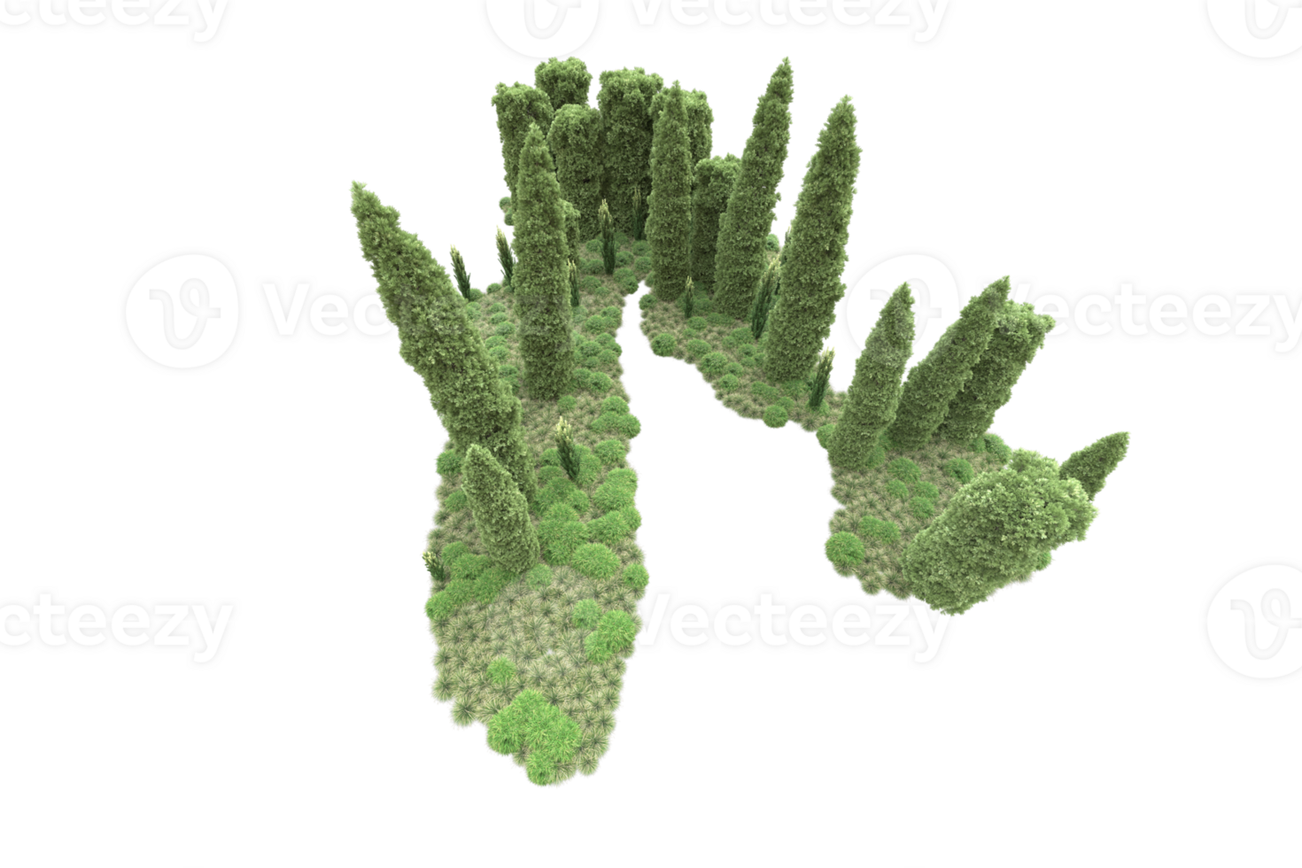 Realistic forest isolated on transparent background. 3d rendering - illustration png