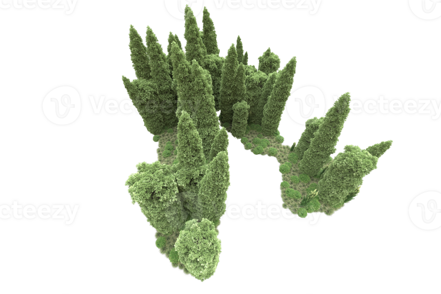 Realistic forest isolated on transparent background. 3d rendering - illustration png