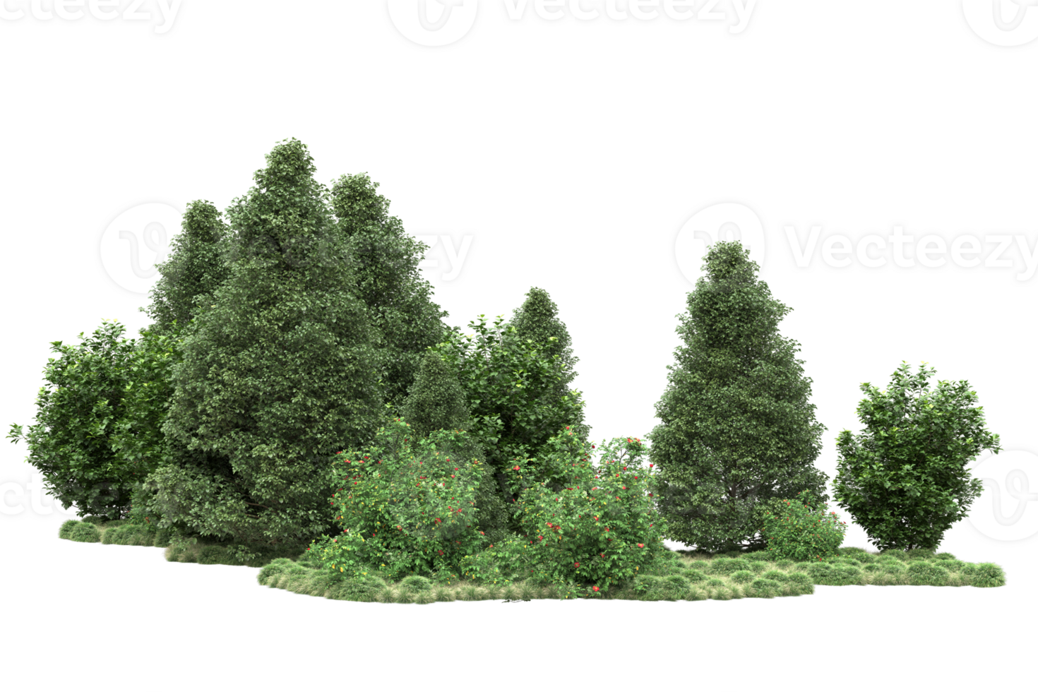 Realistic forest isolated on transparent background. 3d rendering - illustration png