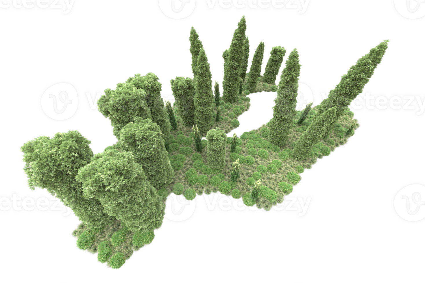 Realistic forest isolated on transparent background. 3d rendering - illustration png