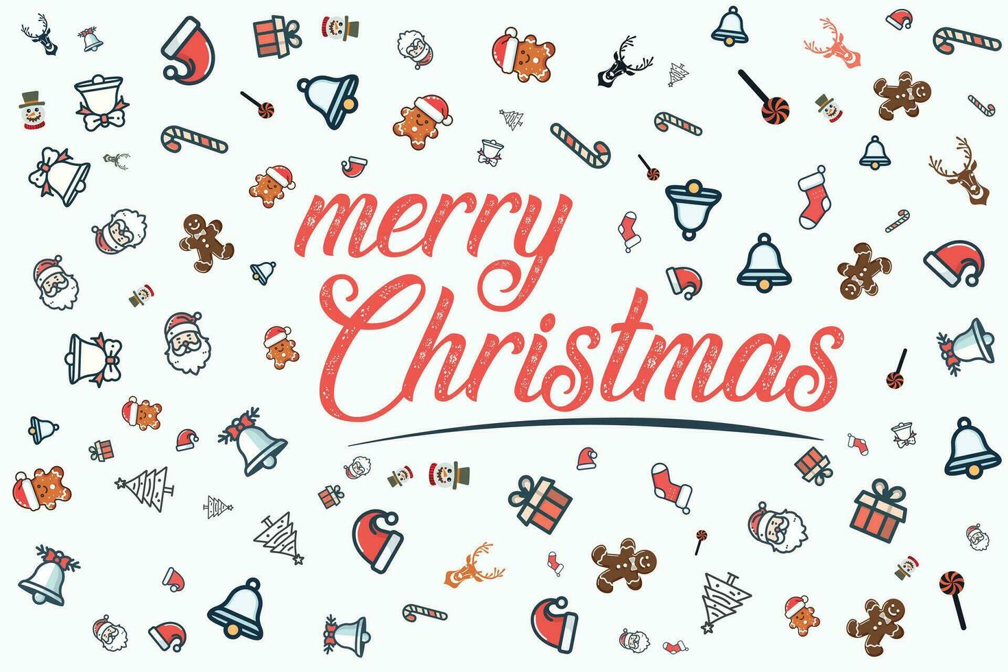 fiesta saludos tarjeta diseño para alegre Navidad con sin costura Navidad patrón, Papa Noel, regalo, anillo campana vector