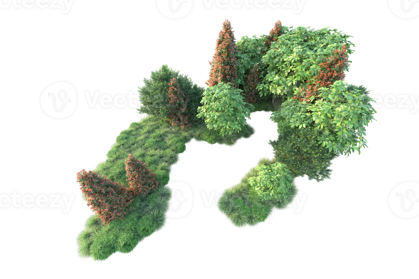Realistic forest isolated on transparent background. 3d rendering - illustration png