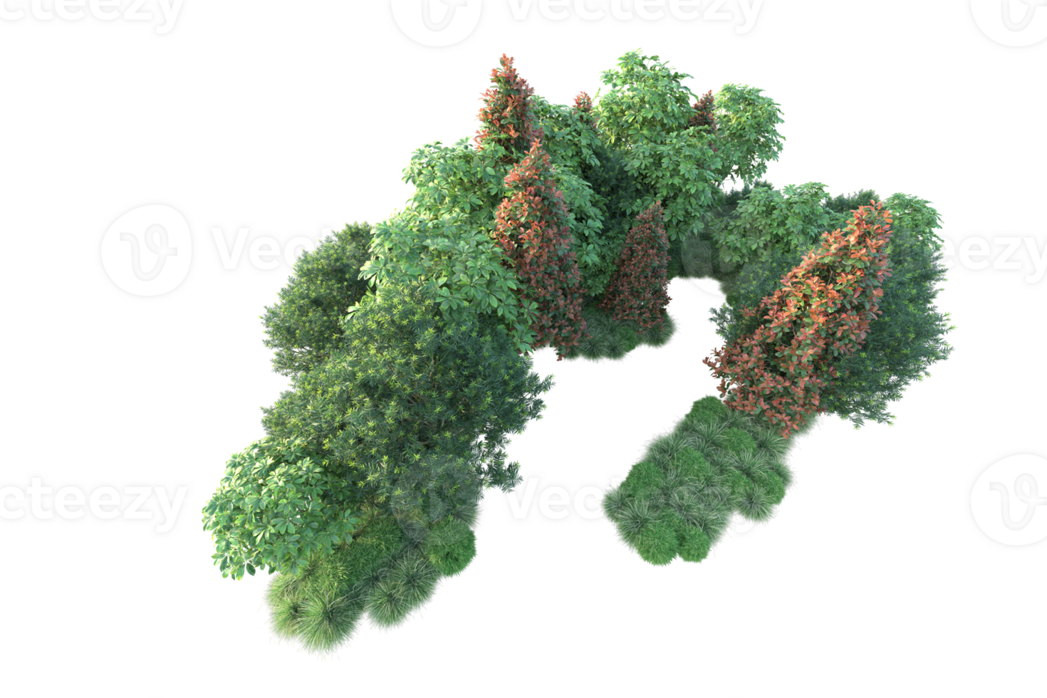 Realistic forest isolated on transparent background. 3d rendering - illustration png
