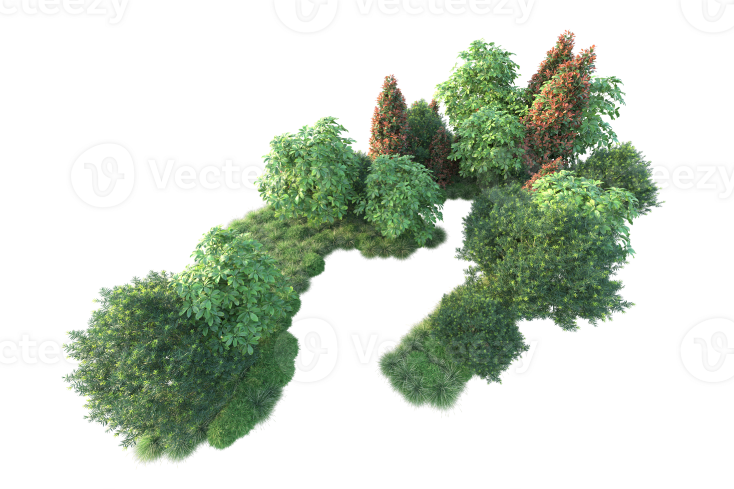 Realistic forest isolated on transparent background. 3d rendering - illustration png