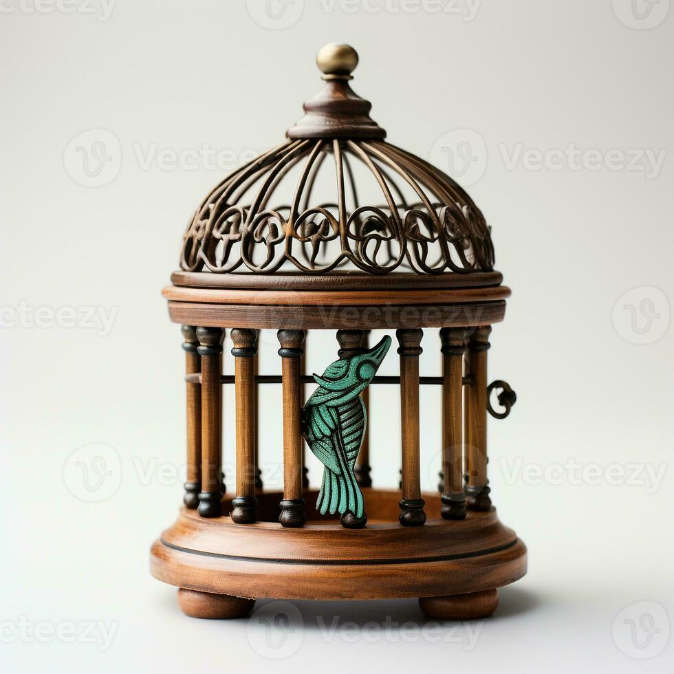 AI generated 3D miniature model of a bird cage photo