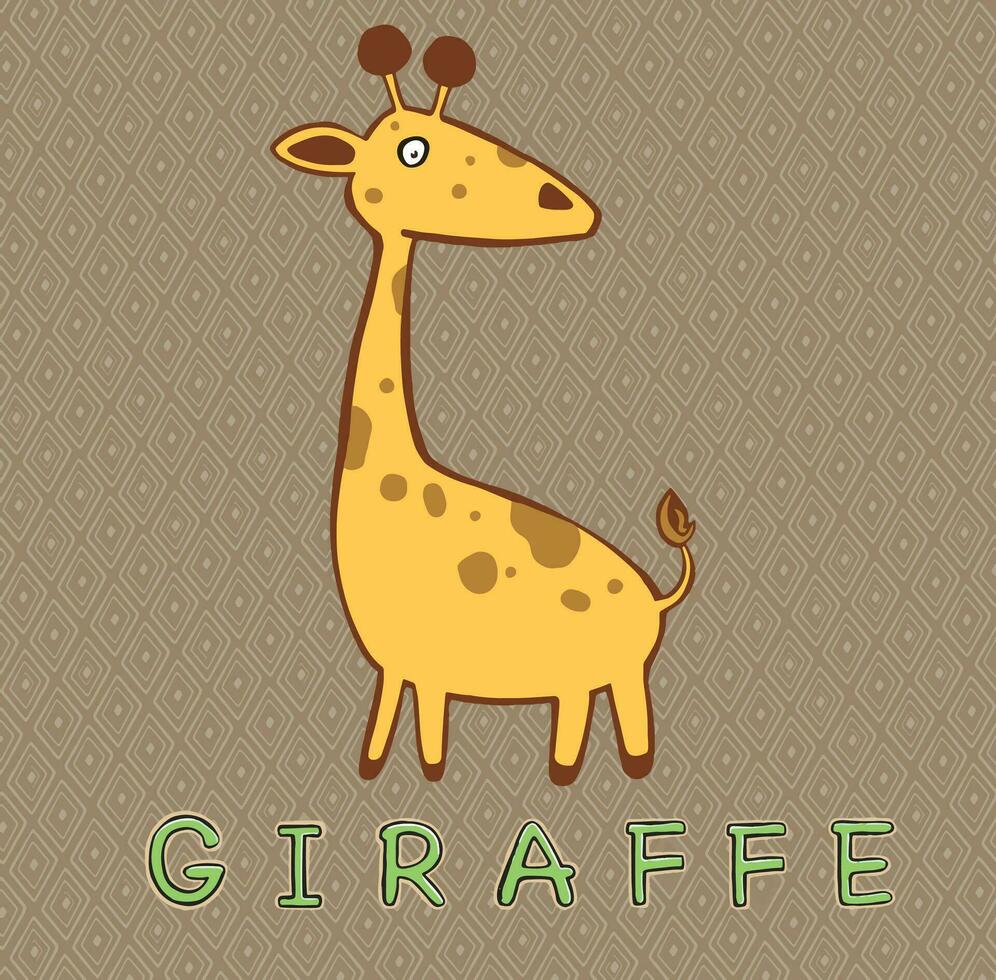 Cute cartoon trendy design little giraffe with closed eyes. African animal wildlife  illustration vector