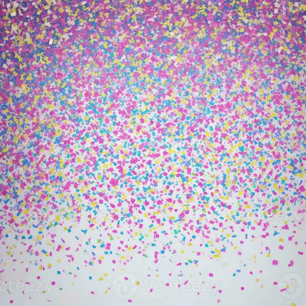 AI generated The foil metalic sparkle confetti scattered across a clean white background photo