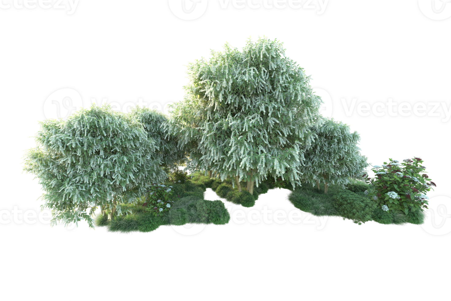 Tropical forest isolated on transparent background. 3d rendering - illustration png