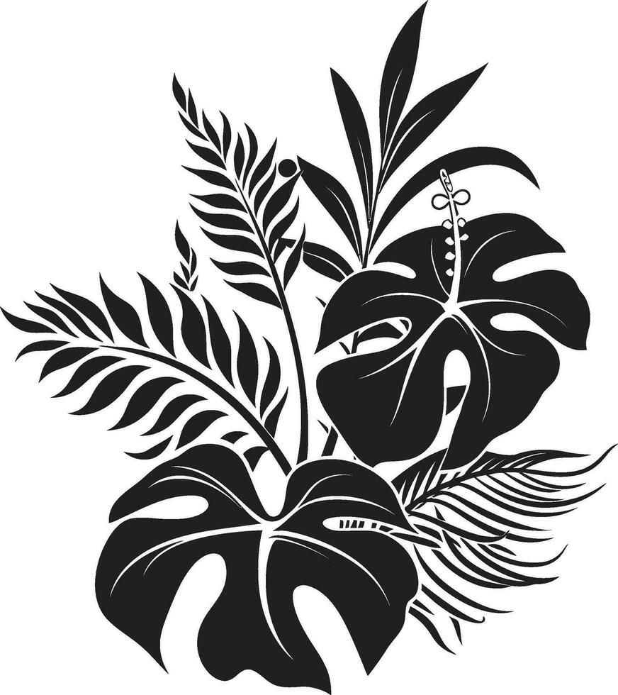 tropical jardín majestad vector negro diseño negro vector tropical florecer icono