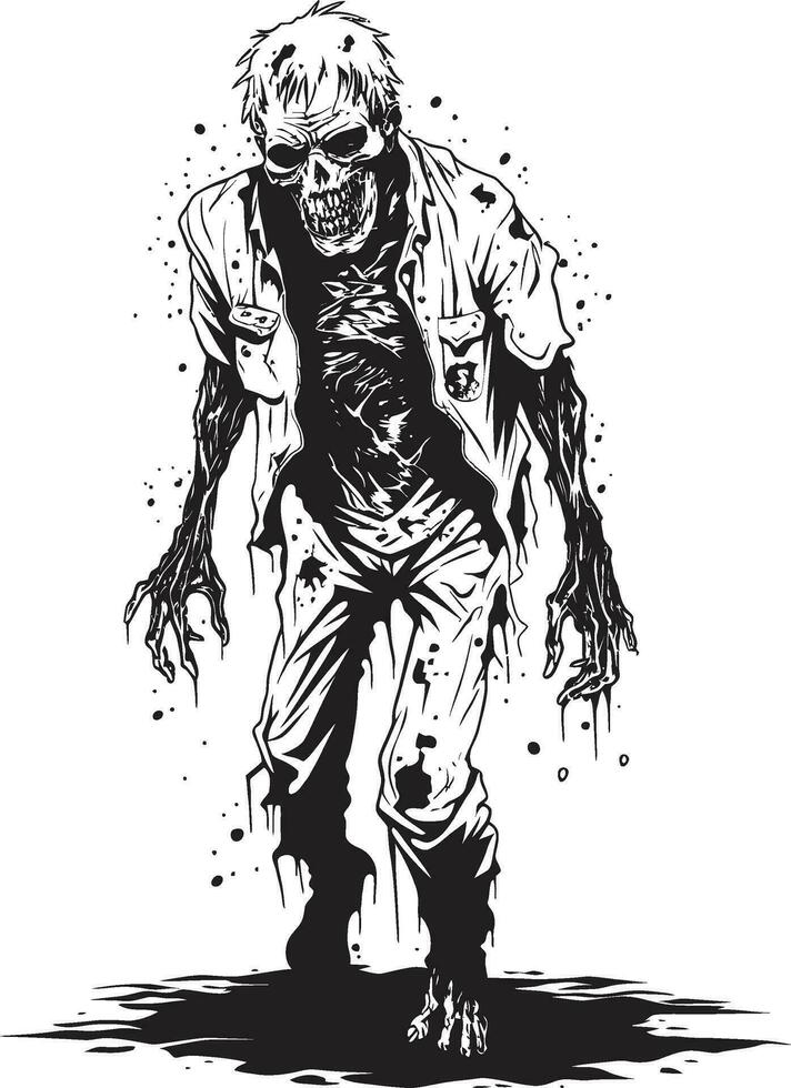 Zombie Apocalypse Stride Full Body Vector Decayed Vector Impression Zombie