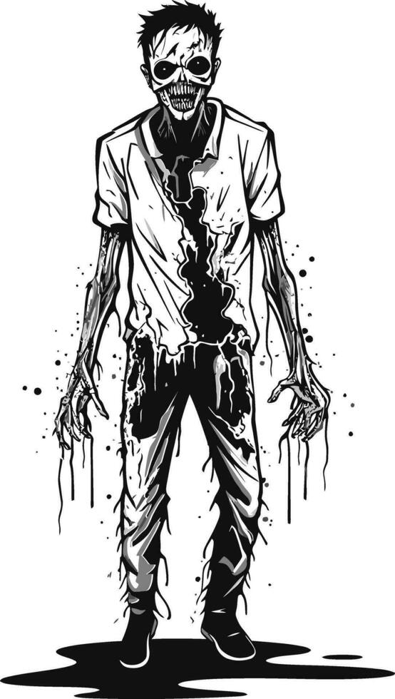 Zombie Marching Icon Full Body Impression Dreadful Vector Characterization Undead Zombie