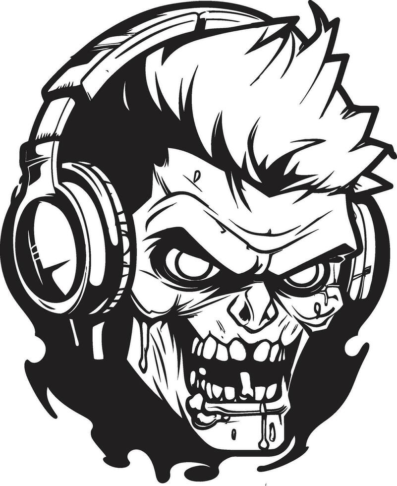 Ghastly Sonic Vibes Stylish Zombie Icon Zombie Sonic Harmony Headphone Design Art vector