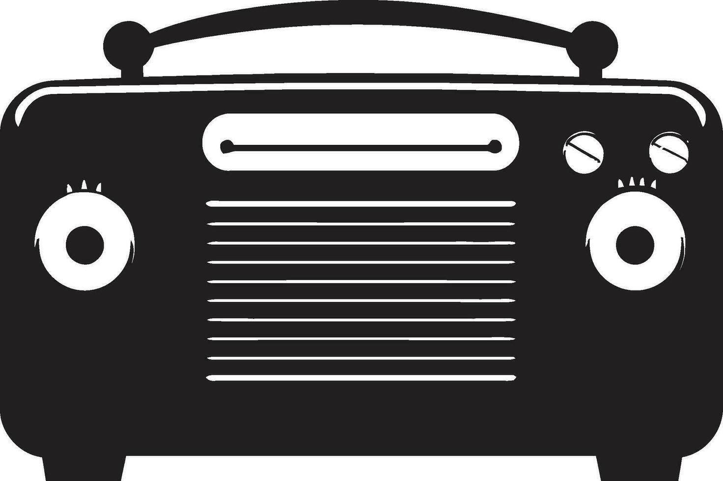 Old School Audio Vector Black Design Nostalgic Radio Receiver Black Vector Icon